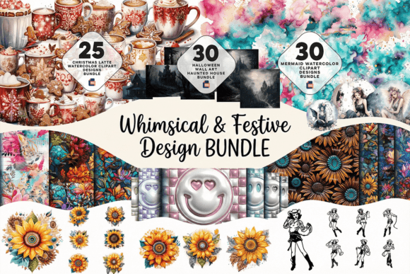 Download Whimsical &amp; Festive Watercolor Clipart - Festive Collection