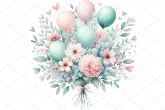 Download Festive Watercolor Balloon Bouquet - Festive Collection