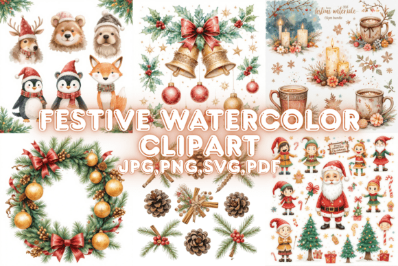 Download Festive Watercolor Clipart - Festive Collection