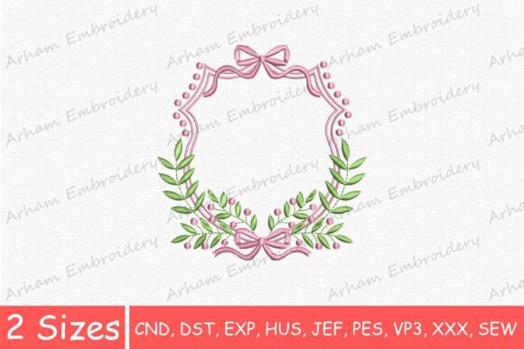 Download Pink Bow Frame with Leaves Monogram - Leaves Collection