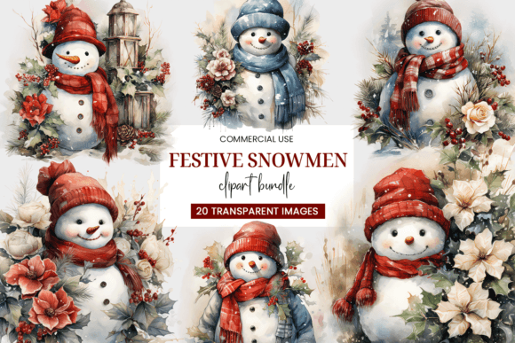 Download Festive Snowman Clipart Bundle - Festive Collection